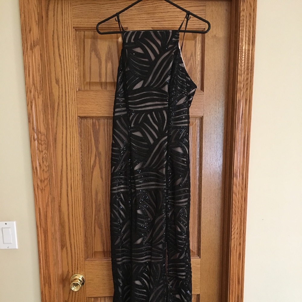 Black Sequin Lace Dress